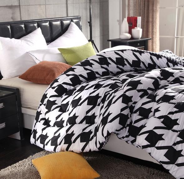 JNQ15BD100 Black-white Quilted comforter bedspread bed cover with polyester padding filling