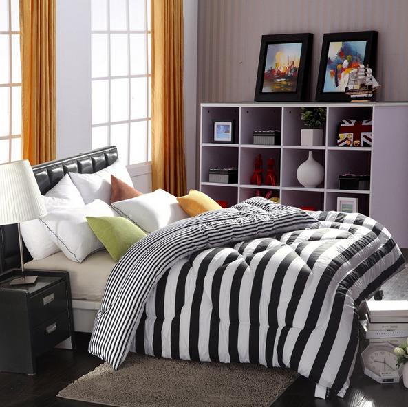 JNQ15BD102 Black-white Quilted comforter bedspread bed cover with polyester padding filling